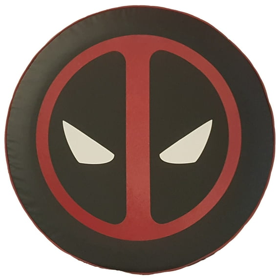 SpareCover - Brawny Series Dead Pool Logo on 32" Black Denim Textured Vinyl Tire Cover - Made in USA only