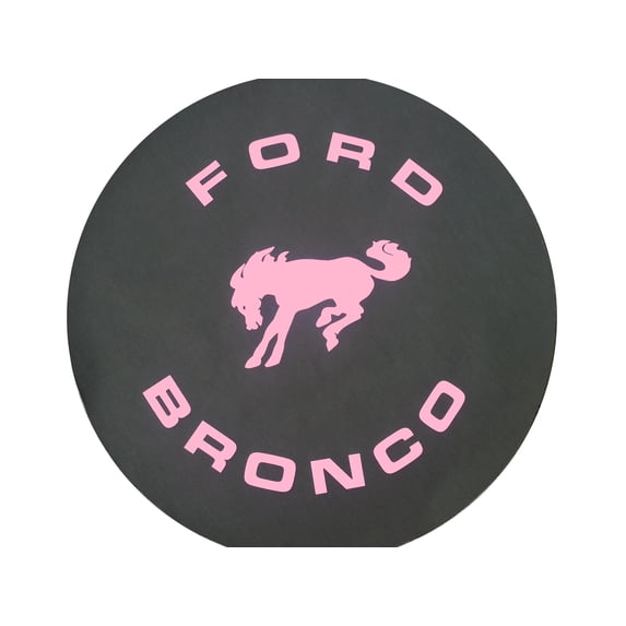 SpareCover Brawny Series - FORD BRONCO 30" BLACK denim Tire Cover PINK logo