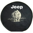 thumbnail image 1 of SpareCover - Brawny Series - Jeep Logo with Charging Rhino on 29" tall Denim Textured Vinyl - Heavy Duty - Tire Cover - made in USA only, 1 of 5