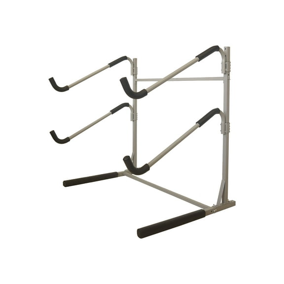 Sparehand Freestanding Dual Storage Rack for 2 SUPs or Surfboards, Tools-Free Assembly, Pebble Silver Finish