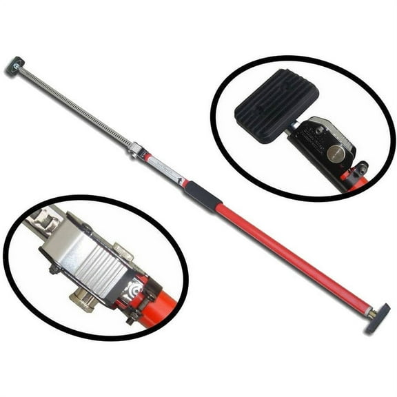 Sparehand Steel Adjustable Cargo Bar with Self-Locking Spring Ratchet for Vehicles, Extends 3.6 ft. to 6 ft., Red