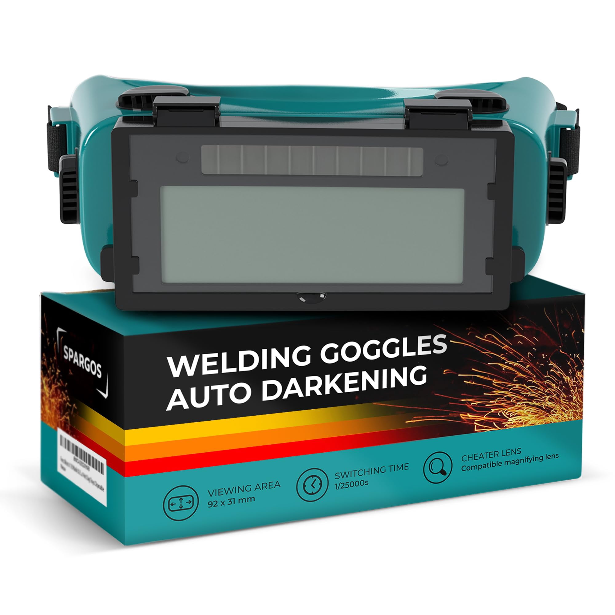 Spargos Auto Darkening Welding Goggles, Solar Powered Flip-Up Welder ...