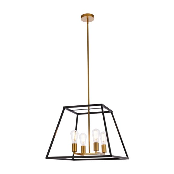 Spark 4 Light Pendant in black and brass
