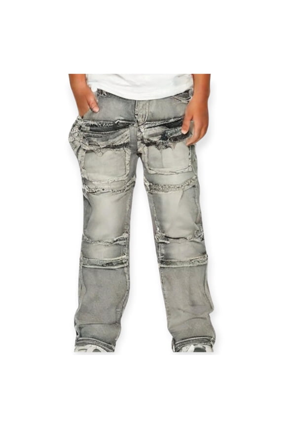 Boys Front Pocket Stacked Denim (Grey)