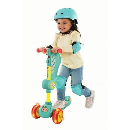 Spark.Create.Imagine Cocomelon 3 Wheel Light-Up Scooter with Folding Seat for Toddlers, Ages 3+