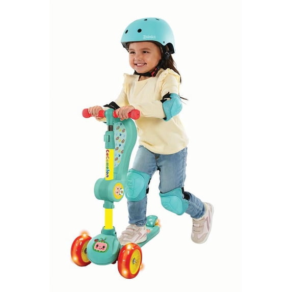 Spark.Create.Imagine Cocomelon 3 Wheel Light-Up Scooter with Folding Seat for Toddlers, Ages 3+