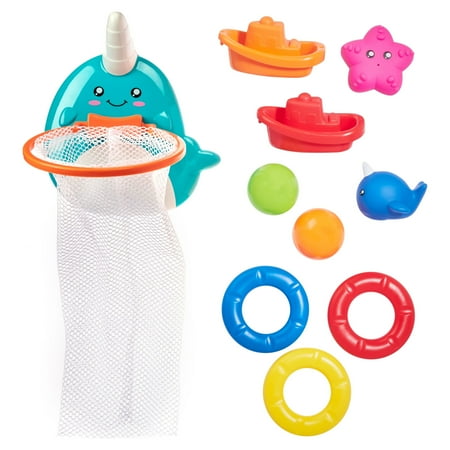Spark. Create. Imagine. Bath Activity Toy Set, Narwhal Theme, 10 Pieces