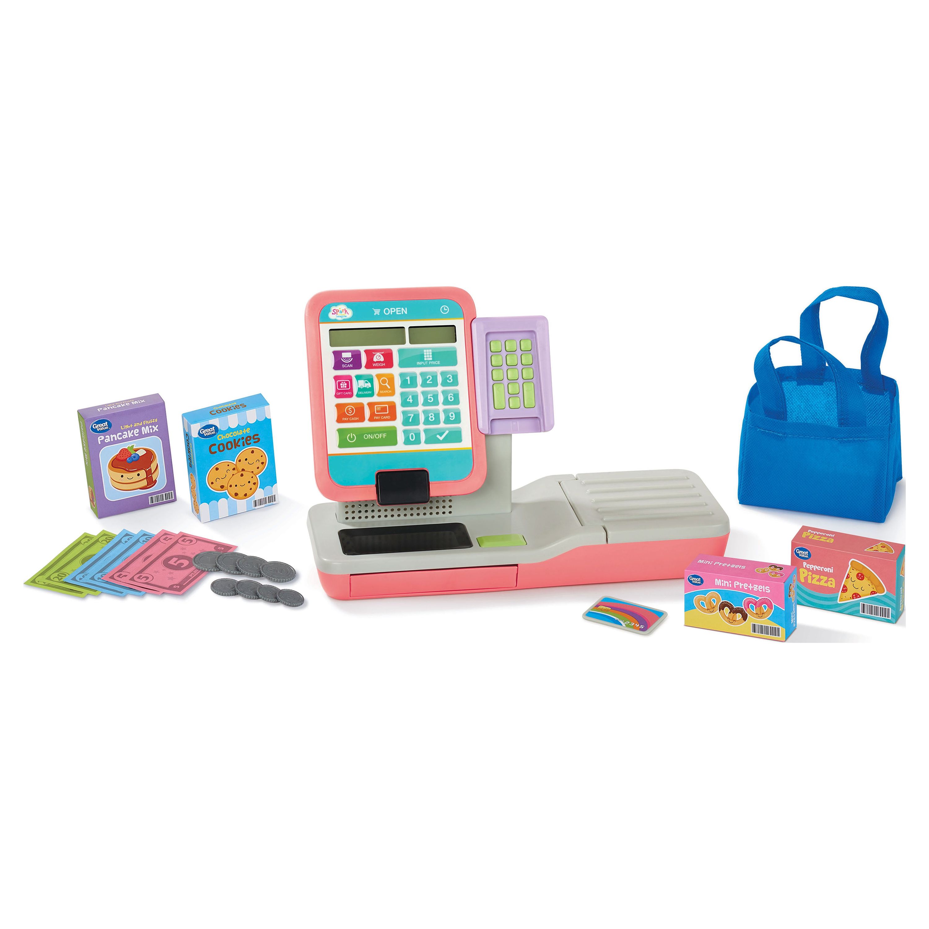 Spark Create Imagine Check Out Station Play Cash Register with Play Money, 21 Pieces - image 1 of 6