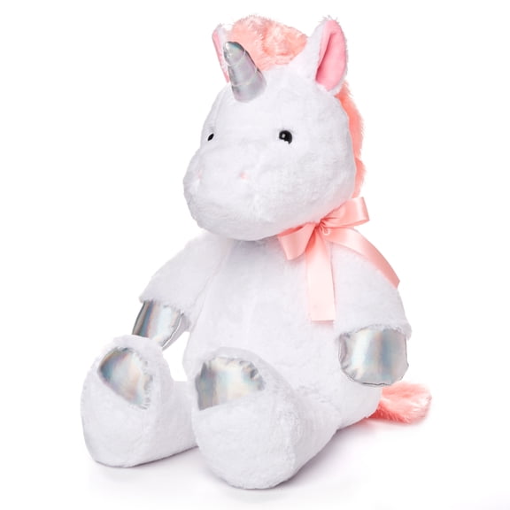 Spark Create Imagine Metallic Plush Unicorn, White & Pink, 12"