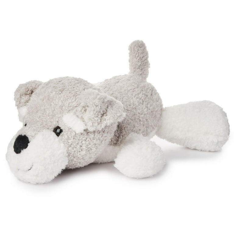Grey and top white stuffed dog