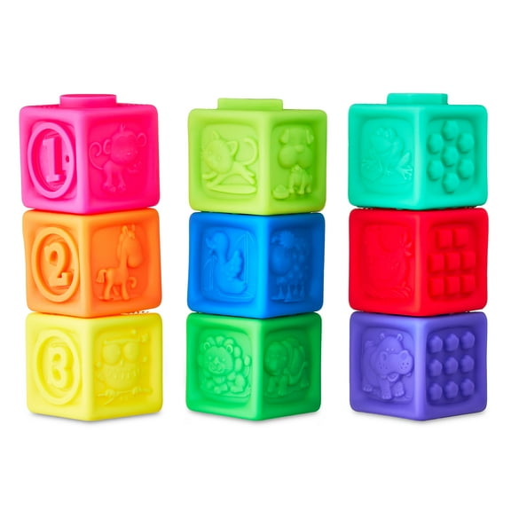 Spark Create Imagine Sensory Stacking Vinyl Blocks, 9 Pieces, Ages 9 Months+