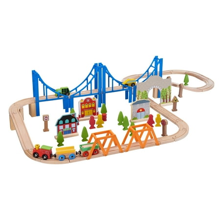 Spark Create Imagine Wooden Train Play Set, 75 Pieces [Walmart Exclusive]