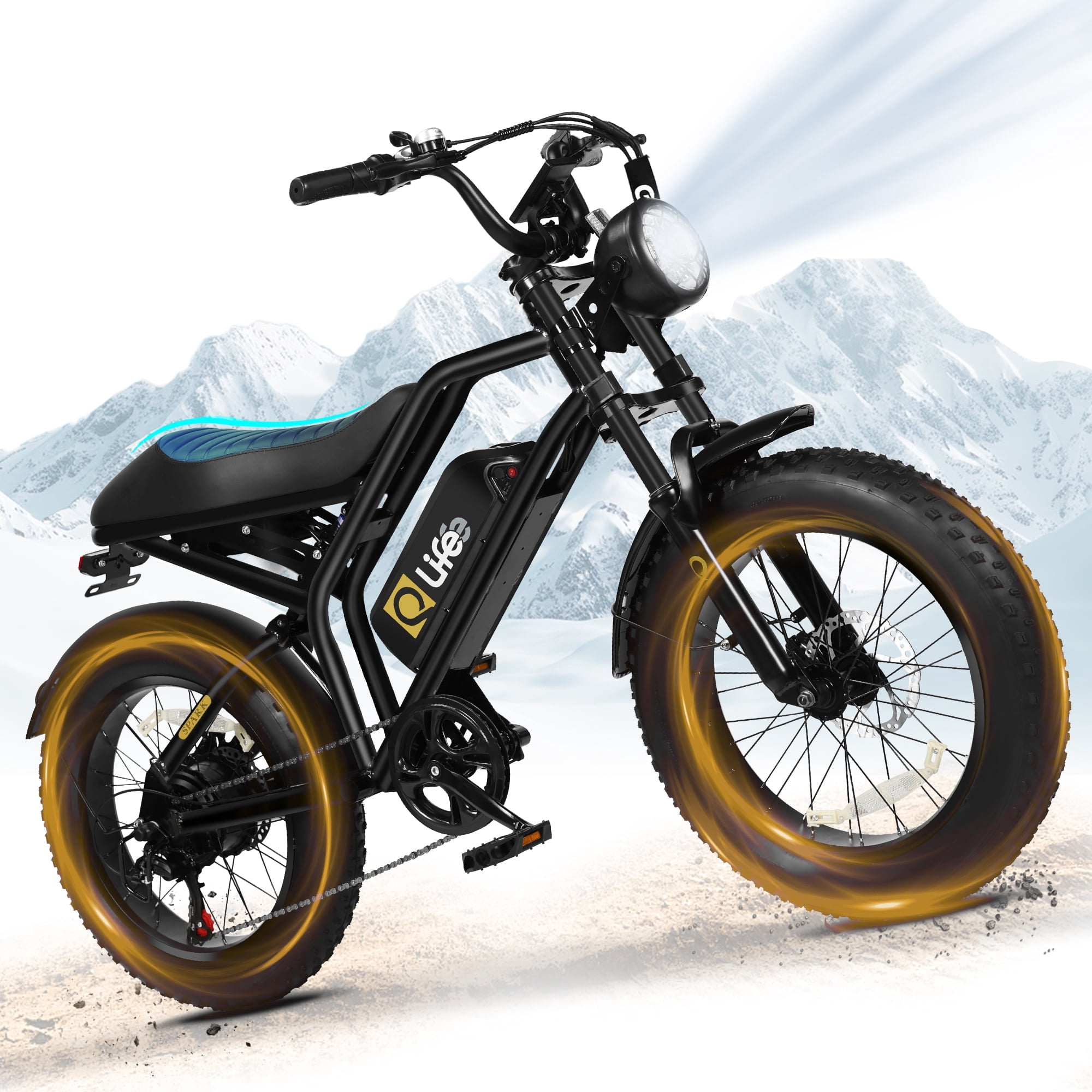 Qlife Spark Electric Bike for Adults, 1500W Peak Motor 20" Fat Tires over 28 MPH(Unlock to 35MPH) EBike Moped, Over 624 Wh Electric Bicycle, with Dual Suspension & Brakes Motorcycle UL2849 Black