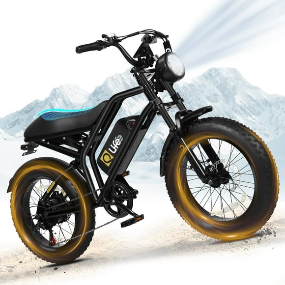 Qlife Spark Electric Bike for Adults, 1500W Peak Motor 20" Fat Tires over 28 MPH(Unlock to 35MPH) EBike Moped, Over 624 Wh Electric Bicycle, with Dual Suspension & Brakes Motorcycle UL2849 Black