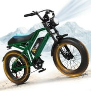 Qlife Spark Electric Bike for Adults, 1500W Peak Motor 20" Fat Tires over 28 MPH(Unlock to 35MPH) EBike, with Dual Suspension & Brakes Motorcycle UL 2849 Certified Green