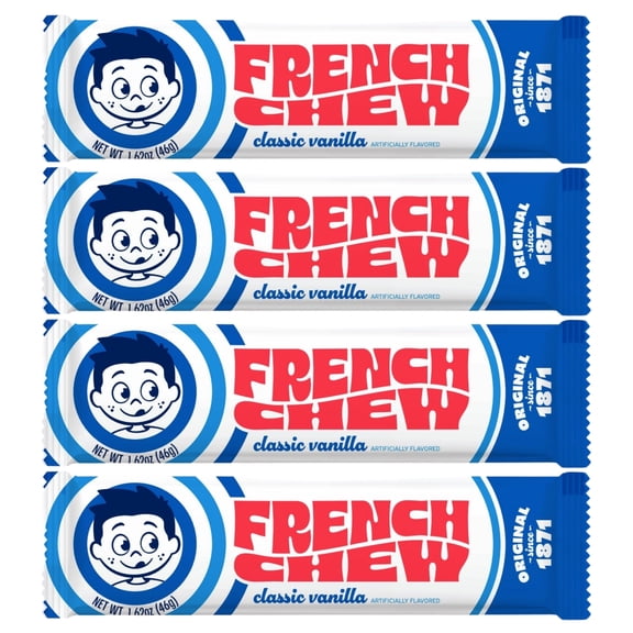 French Chew Taffy, Artificially Vanilla-Favored Chewy Taffy, Original Recipe, Pack of 4
