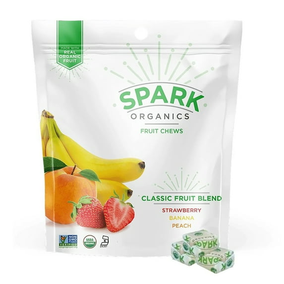 Spark Organics Classic Blend Flavored Fruit Chews, Dye Free Candy, 4 oz (Pack of 2)