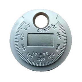 Spark Plug Gap Measuring Tool 4cm Alloy Steel, Dual Scale Gauge with Integrated Adjuster Wrench for Engine Tune-Up, Keyhole Design for Storage