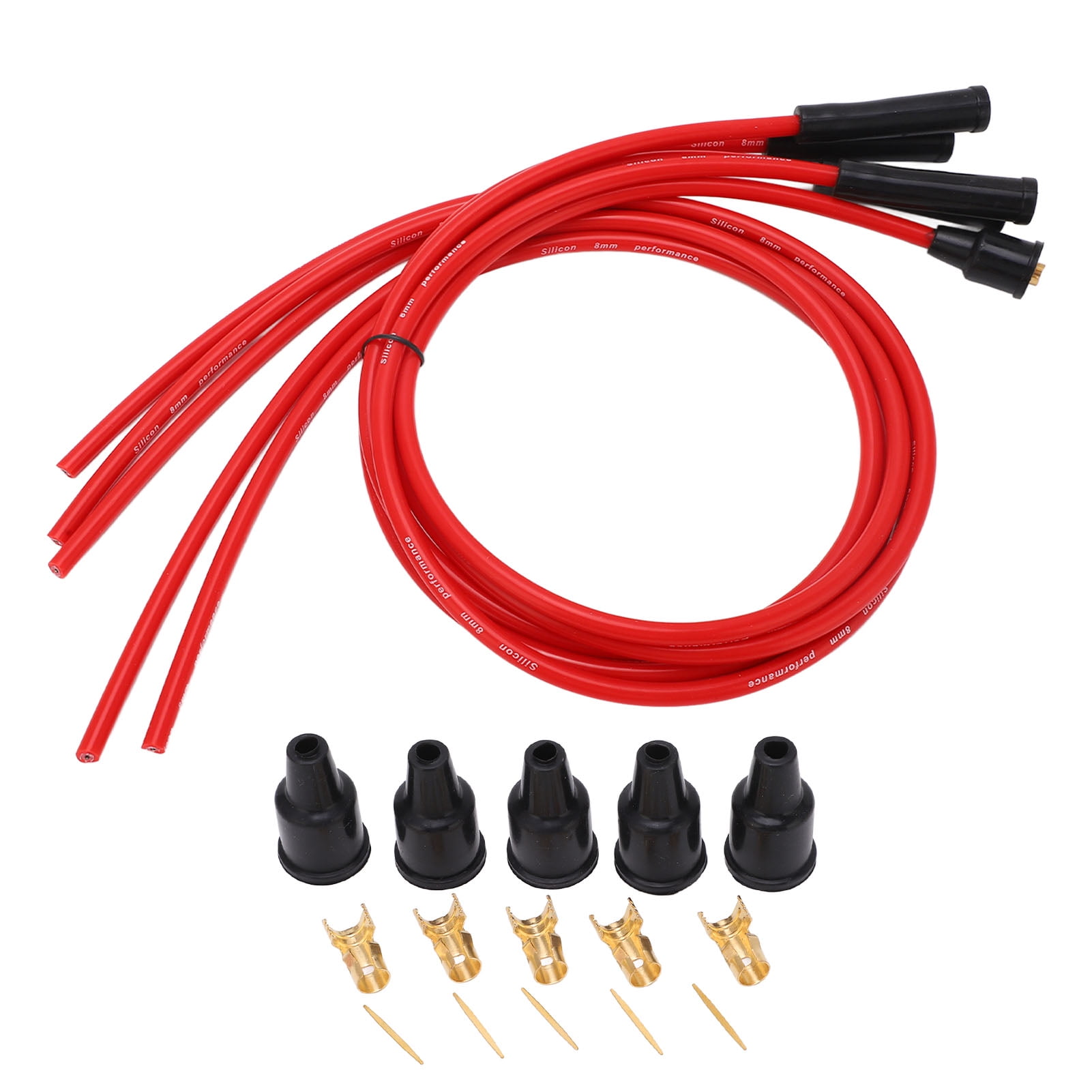 Spark Plug Ignition Wire Set Red High Performance Silicone 1m Car