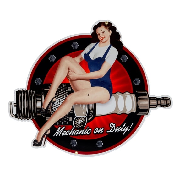 Spark Plug Mechanic On Duty Custom Metal Clock