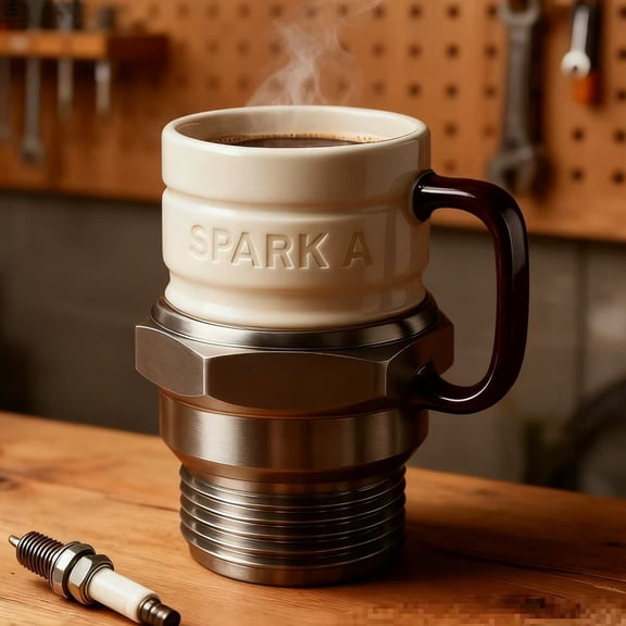 Spark Plug Mug, Engine Spark Plug Design, Novelty Coffee Mug