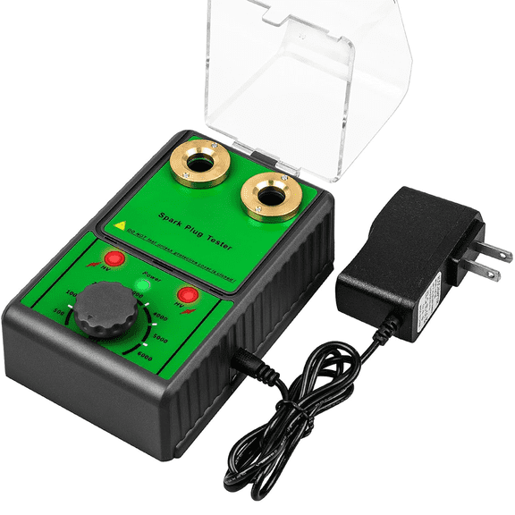 Spark Plug Tester Double Hole Automotive Engine Ignition Coil Tester 0-6000rpm with 12MM Diameter Spark Plug Hole 110V Spark Tester Tool with Protective Cover for 12V Gasoline Vehicles