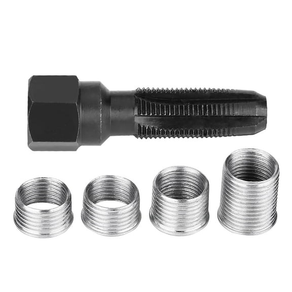 Spark Plug Thread Chaser,5Pcs Carbon Steel Spark Plug Re thread Tap Tools with Inserts for 14mm Sparking Plugs Repair for 14mm Sparking Plugs Repair