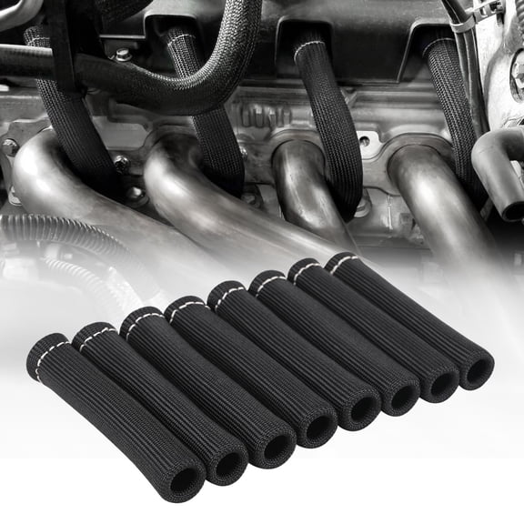Spark Plug Wire Heat Shield Sleeve 2500 Spark Plug Boot Protector Boots Wrap for SBC BBC 350 454 8PCS Plug Wire Covers