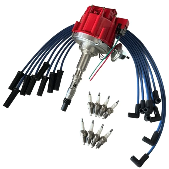 Distributor with Wire and 8 Spark Plugs For AMC Eagle Jeep Cj7 Cherokee 65 to 86 HEI012R
