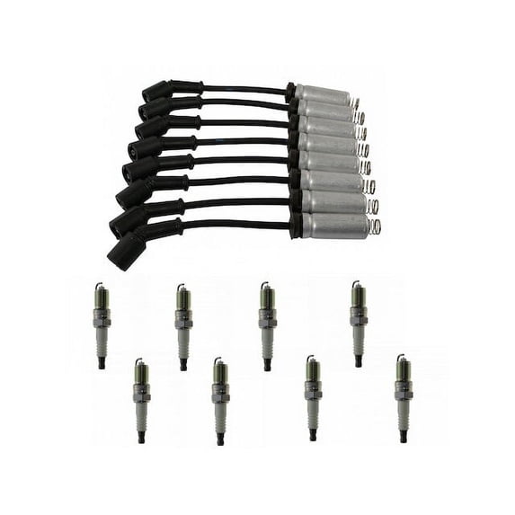 Spark Plug Wire Set with Spark Plugs 9 Piece - Compatible with 2001 - 2003, 2005 - 2006 Chevy Silverado 1500 HD 2002