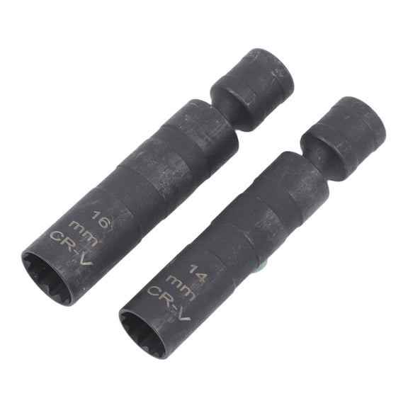 Spark Socket Removal and Installation Tool Set, 14mm and 16mm Chrome Vanadium Steel with 360 Degree Rotating Head for Tight Spaces, Black for Automotive Repair and