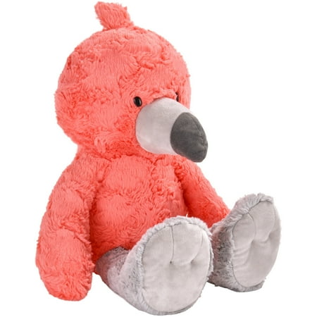 Spark. create. imagine. flamingo plush animal, coral with gray beak