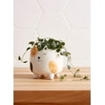 thumbnail image 1 of SparkDazzle 4" x 4" Spotted Cat White Ceramic Plant Planter, 1 of 1