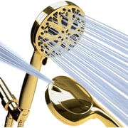 SparkPod 10-Mode Handheld Shower Head with Hose - 5" High Pressure Shower Head Set with Touch-to-Clean Nozzles, Built-In Power Jet, Stainless Steel 6ft Hose & Bracket Egyptian Gold