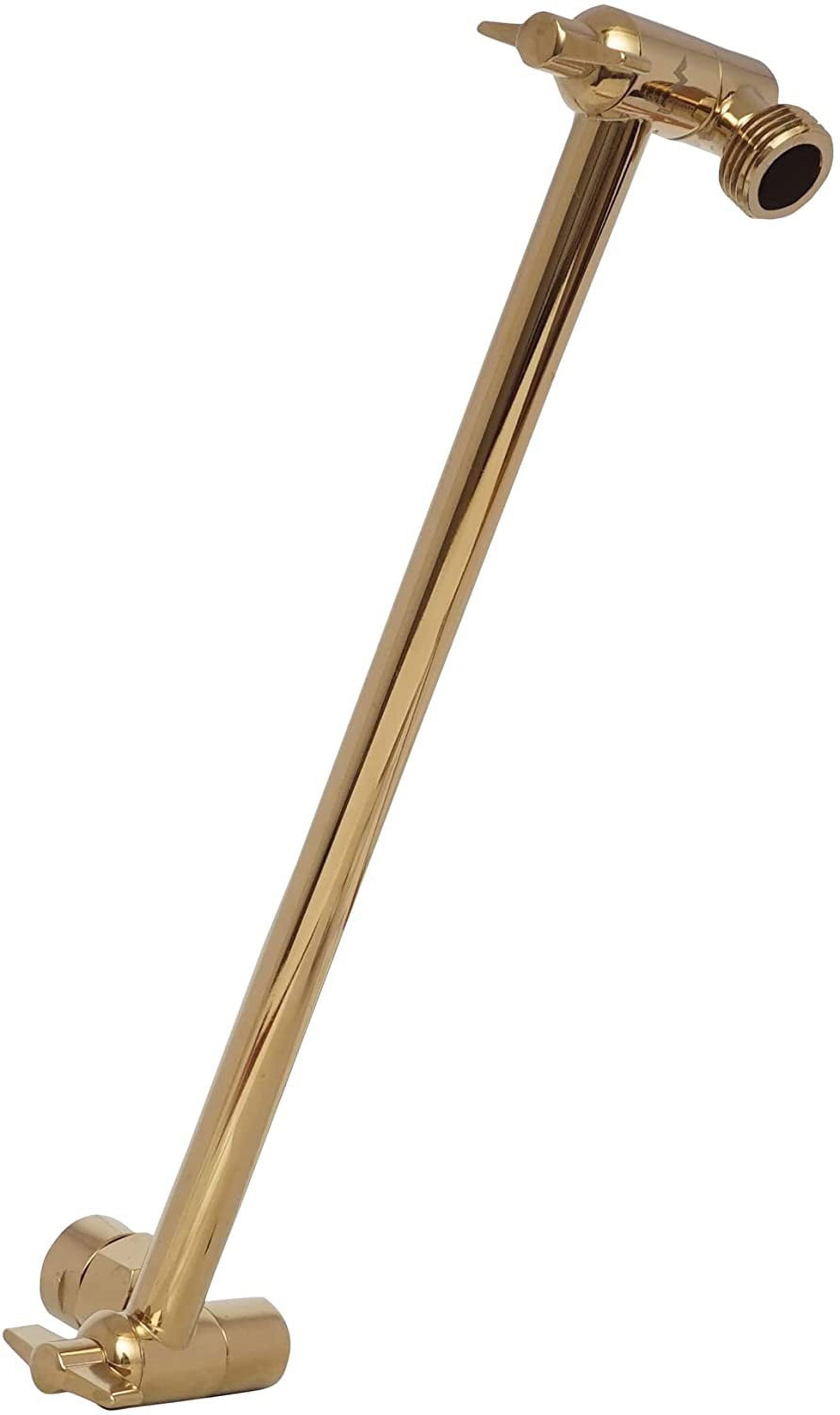 SparkPod Adjustable Shower Head Extension Arm - 11" Brass Rain Shower Arm with Universal Fit (Egyptian Gold)