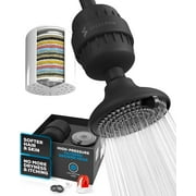 SparkPod 23-Stage Filtered Shower Head with 3 Spray Settings - High Pressure Shower Head with Filters for Dry Hair and Skin - Showerhead with Filter Reduces Chlorine & Heavy Metals (Black Matte)