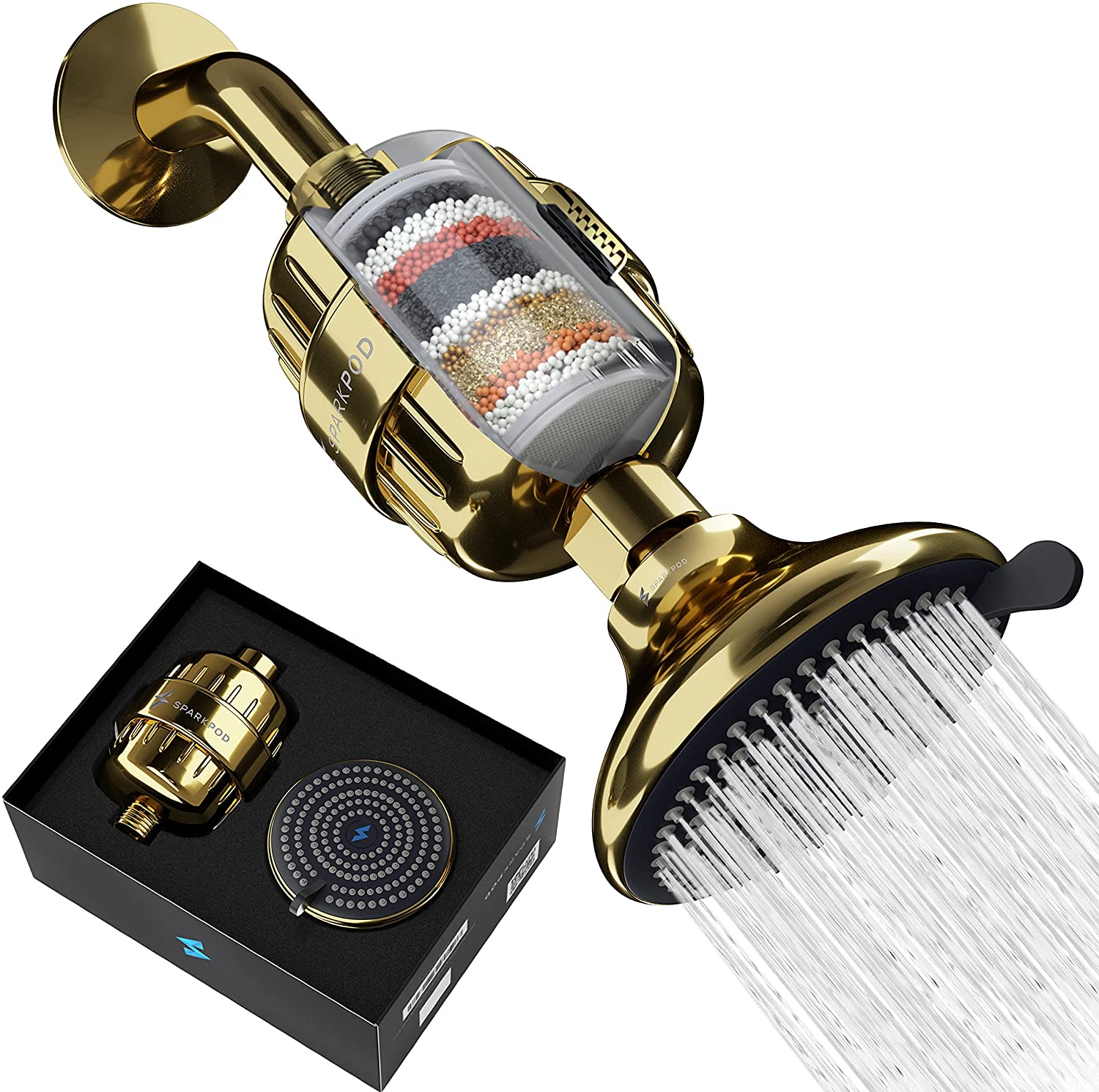 SparkPod High Pressure Shower Head with Filter Rejuvenates Skin and