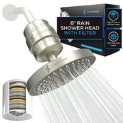 SparkPod Luxury 23 Stage Filtered Shower Head - Reduces Chlorine & Heavy Metals, High Pressure (6" Round, Brushed Nickel)