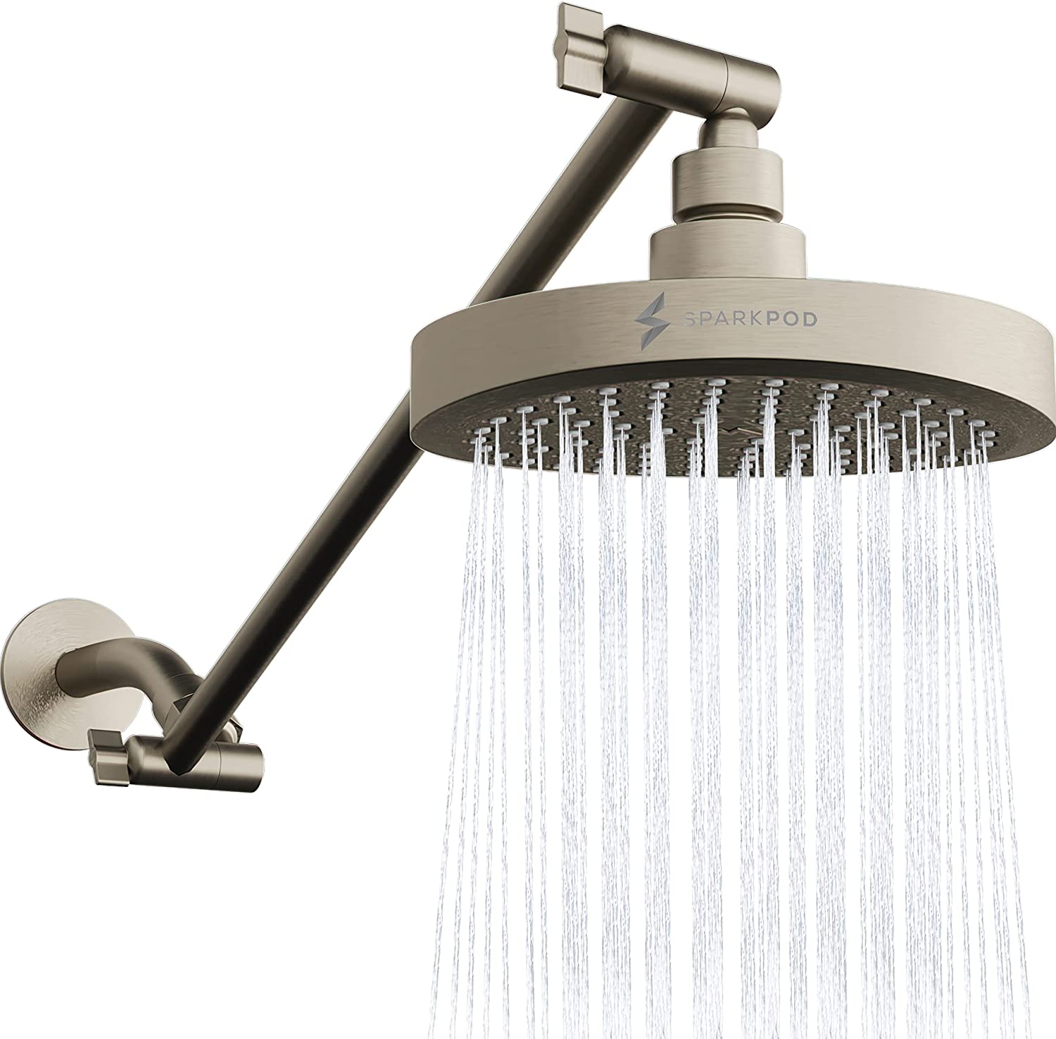 SparkPod Rain Shower Head with Shower Arm Extension High Pressure