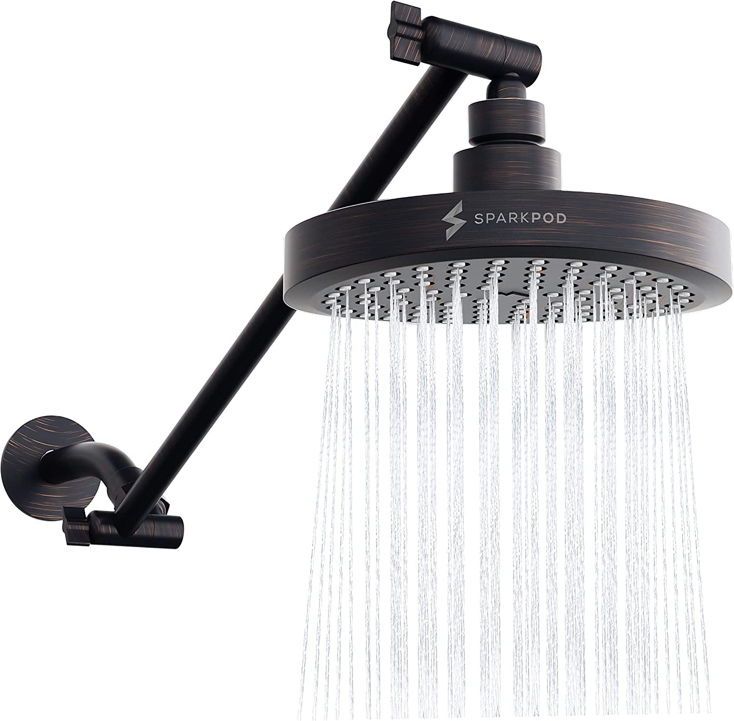 SparkPod Rain Shower Head with Shower Arm Extension High Pressure