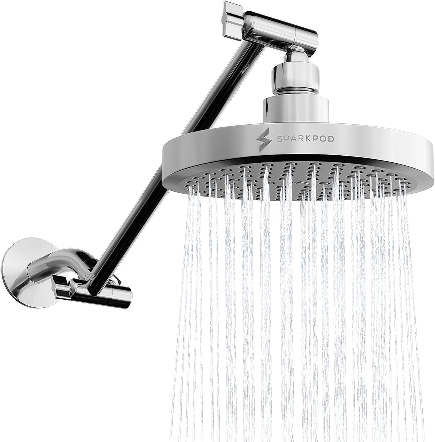 Pressure Folder SparkPod Adjustable High Pressure Rainfall Shower Head & Extension Arm ...