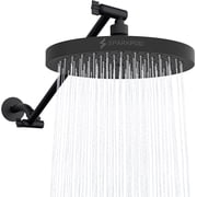 SparkPod Rain Shower Head with Adjustable Extension Arm 16" - High Pressure, Easy Install 8" inch Shower head, Black Matte