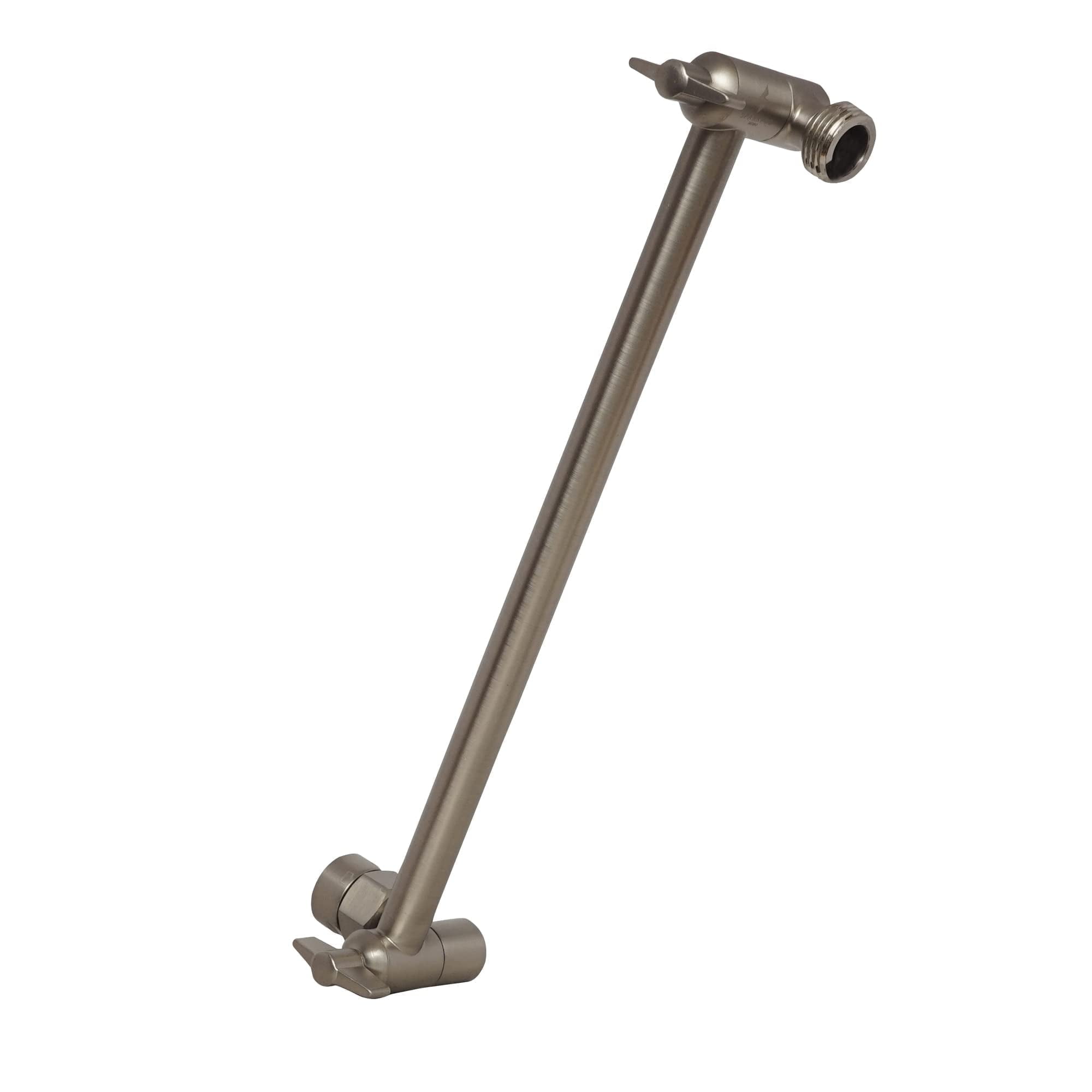 SparkPod Adjustable Shower Head Extension Arm - 11" Brass Rain Shower Arm with Universal Fit (Elegant Brushed Nickel)