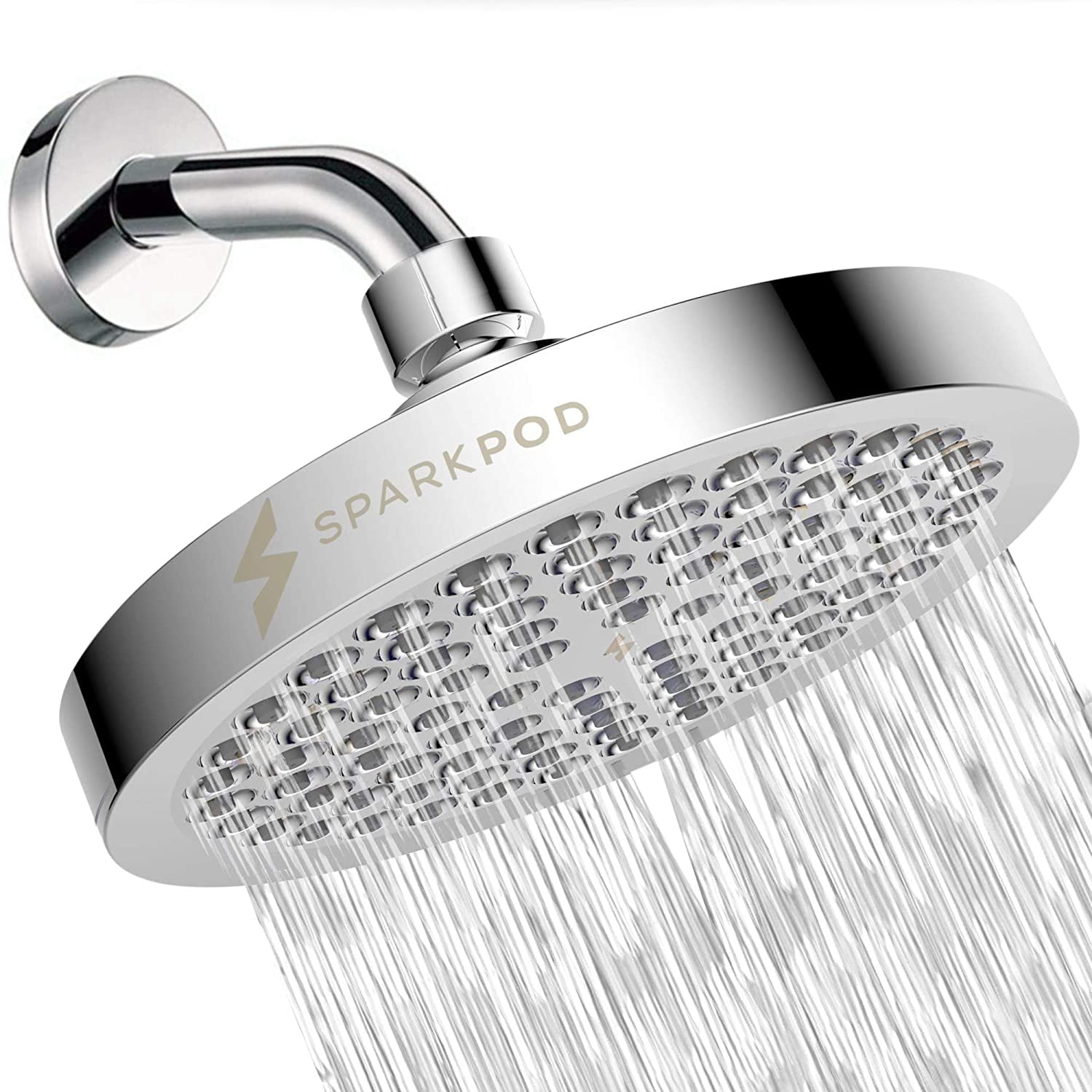 SparkPod Shower Head High Pressure Rain Luxury Modern Chrome Look