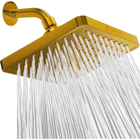 SparkPod High Pressure Rainfall Shower Head, 1.8GPM, Easy Install, Energy Saving (Egyptian Gold)