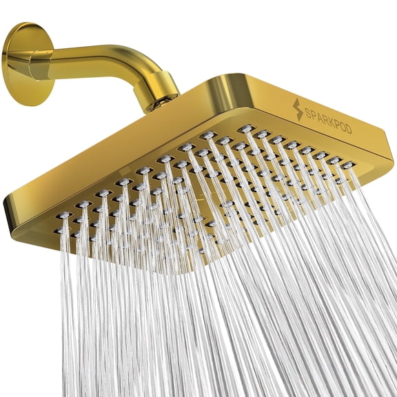 SparkPod High Pressure Rainfall Shower Head, 1.8GPM, Easy Install, Energy Saving (Egyptian Gold)