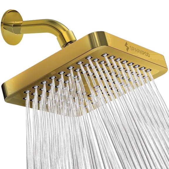 SparkPod High Pressure Rainfall Shower Head, 1.8GPM, Easy Install, Energy Saving (Egyptian Gold)