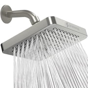 SparkPod High Pressure Rainfall Shower Head, Easy Install, Energy Saving 6 inch Square, Brushed Nickel