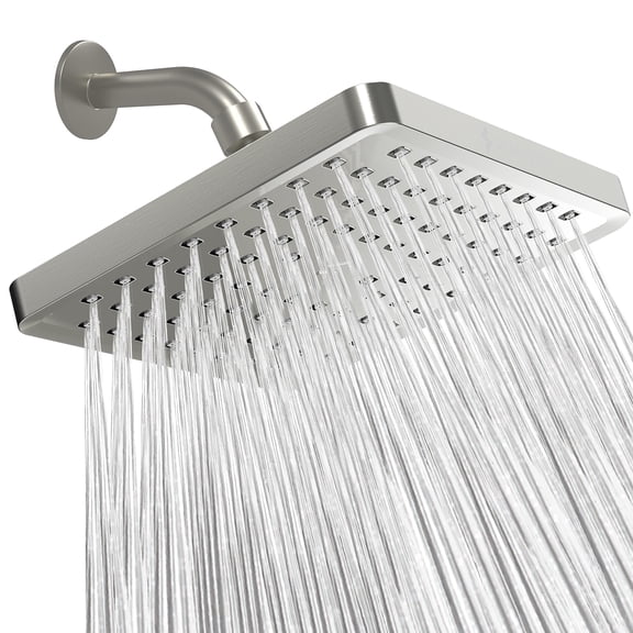 SparkPod High Pressure Rainfall Shower Head, Easy Install, Energy Saving (8 inch Square, Brushed Nickel)