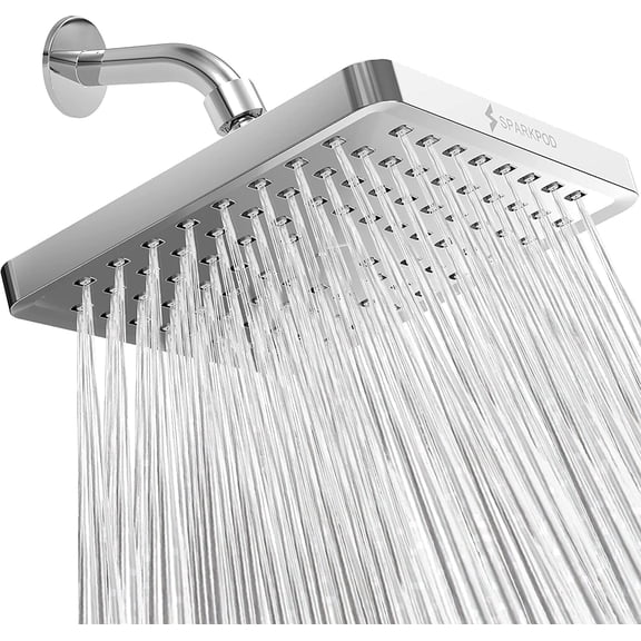 SparkPod High Pressure Rainfall Shower Head, Easy Install, Energy Saving (8 inch Square, Polished Chrome)